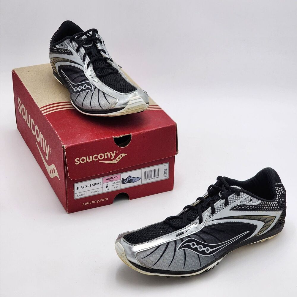 Saucony Shay XC2 Spike Cross Country Track Running Shoes Silver Women's Size 9